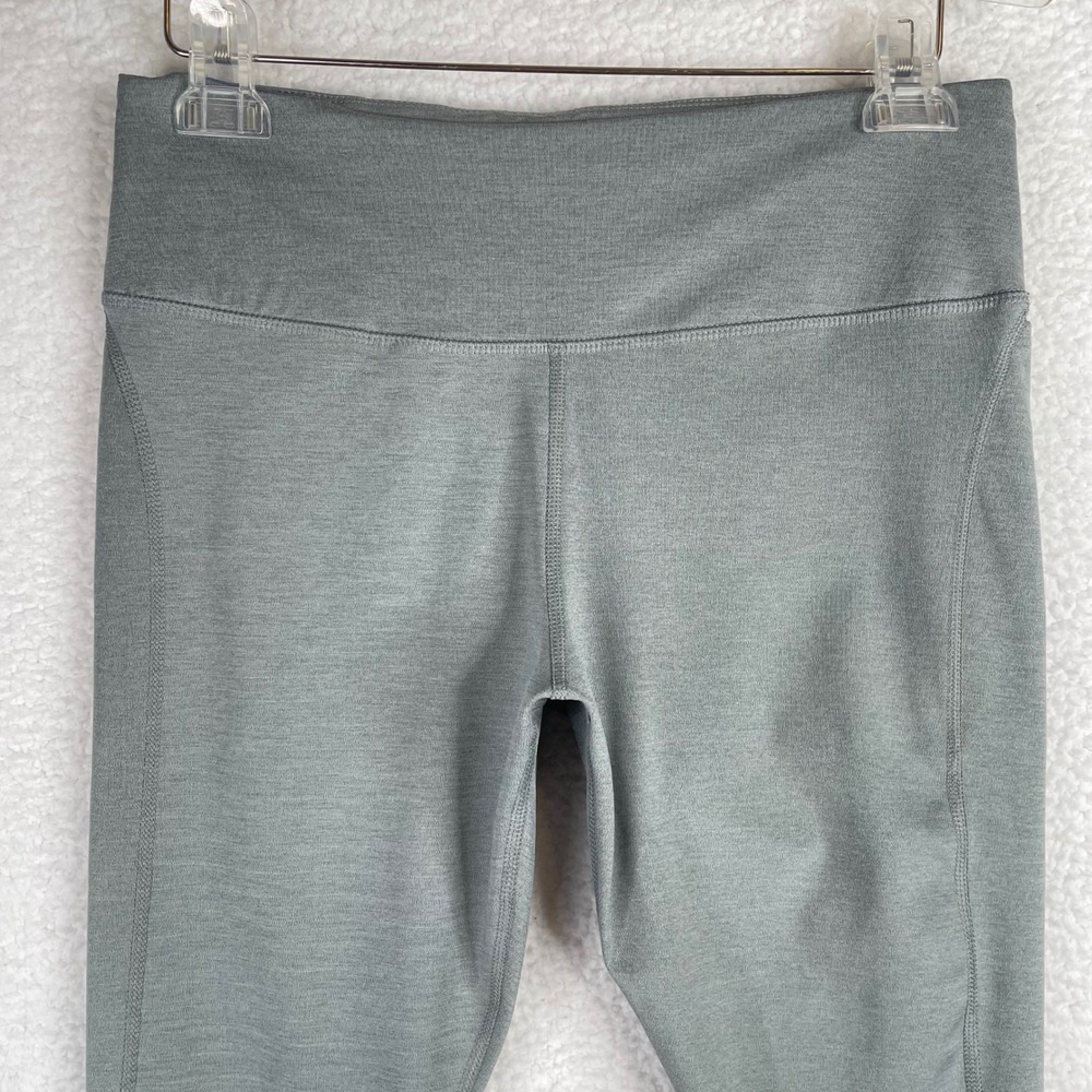 Nike Dri-FIT Womens Gray Heathered Cropped Running Leggings Size L Zipper Pocket